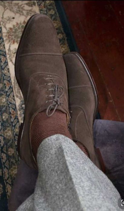 Pantofi oxford 43 cap toe GEOX NOI piele naturala moale suede maro catifea