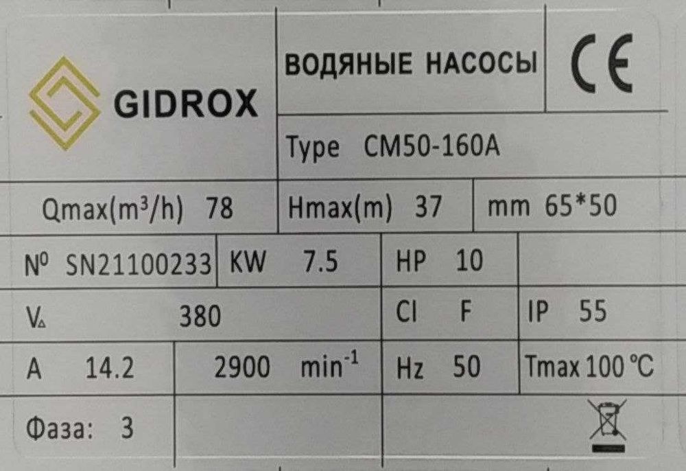 Центробежный насос для воды | Водяной насос для полива GIDROX 7.5квт