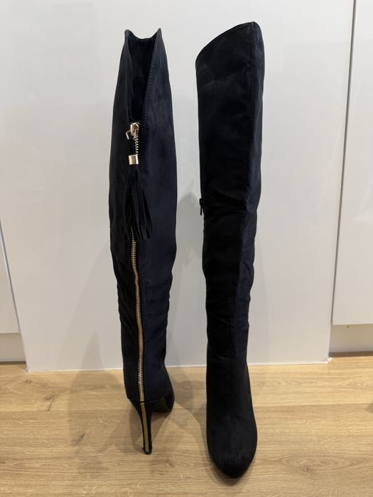 Велурени ботуши над коляното, 38 номер