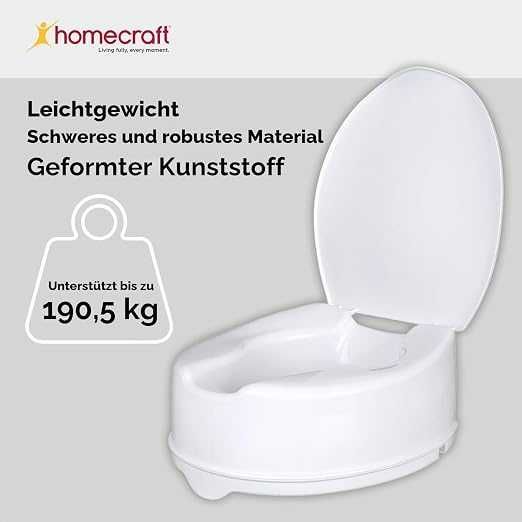 Homecraft Savanah тоалетна седалка с капак за възрастни и трудноподвижни 15 см