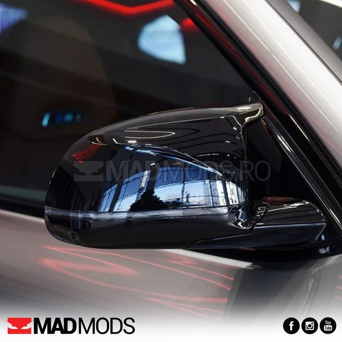 Set capace oglinzi M BMW X3 F25 X4 F26 X5 F15 X6 F16, Negru lucios