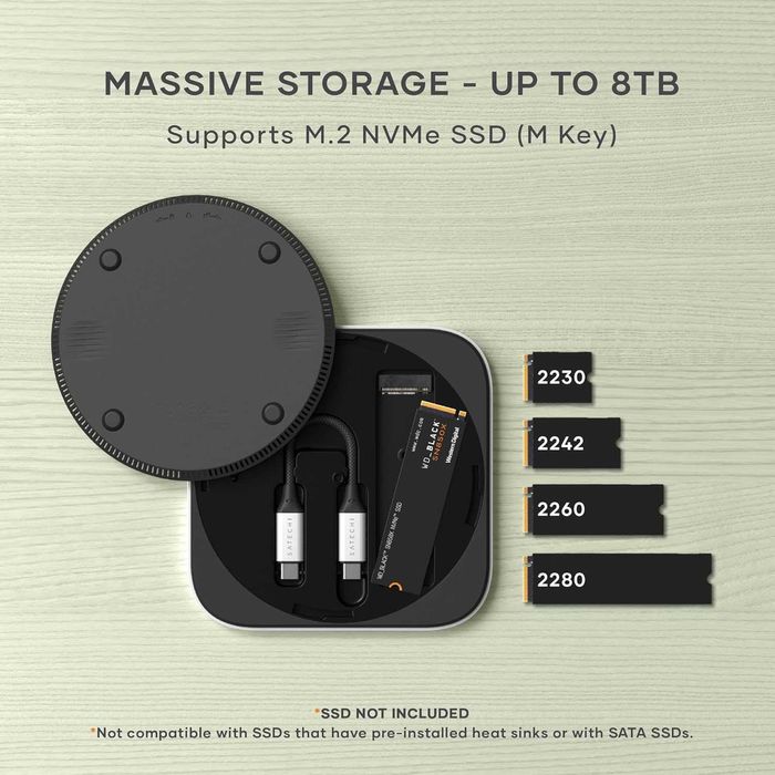 Корпус для SSD-накопителей Satechi USB4 NVMe для Mac mini M4 40 Гбит/с