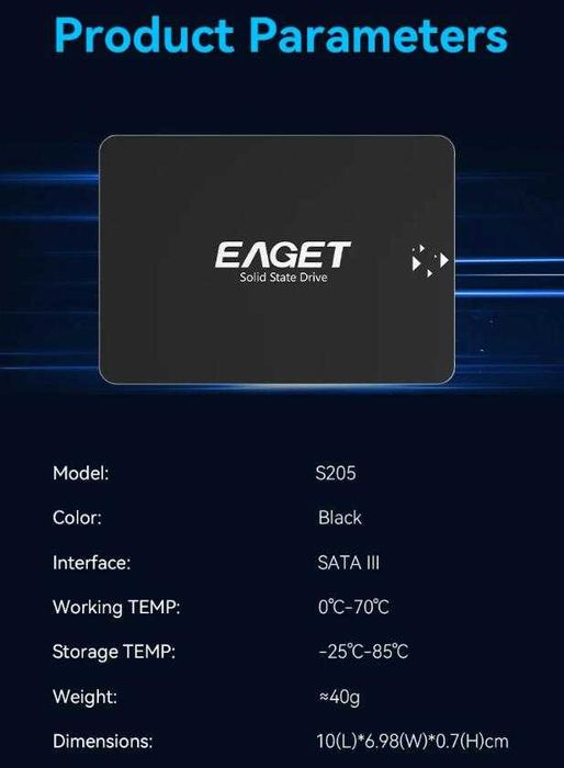 DVR NVR SMART SSD 120GB SATAIII 6Gb/s 2.5" SATA R560 WR500 3D TLC Nand Flash NVME SMI TRIM NCQ Форм фактор 2.5-инчов твърд диск Марка OSCOO или EAGET