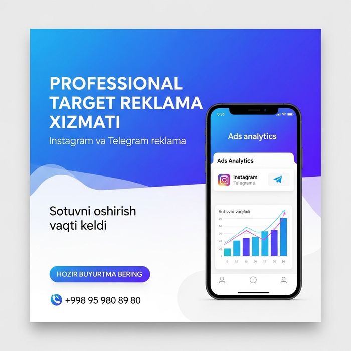 TARGET reklama xizmati, Instagram va Telegramga | Real natija