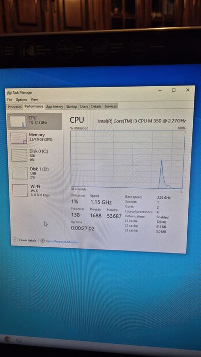 Laptop All in One Lenovo IdeaCentre A310 i3 8gb RAM-SSD  21.5" FullHD