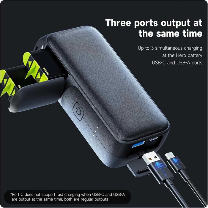 Power Bank Telesin 10000mAh pt GoPro Hero 13 - Incarcator Dual Slot