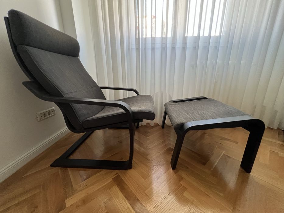 Fotoliu balansoar + taburet Ikea - POANG