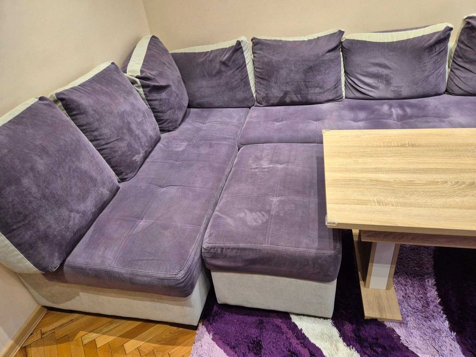 Ъглов диван Мелани 310x190 ЛЯВ/Функция сън/Табуретка с ракла