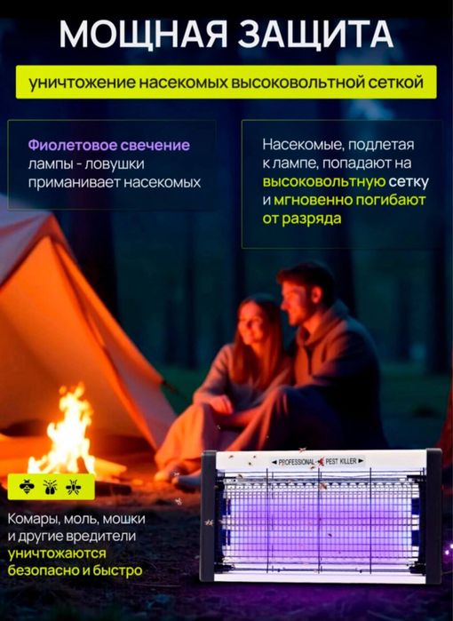 Мухобойка электрическая ловушка от насекомых и комаров Доставка есть