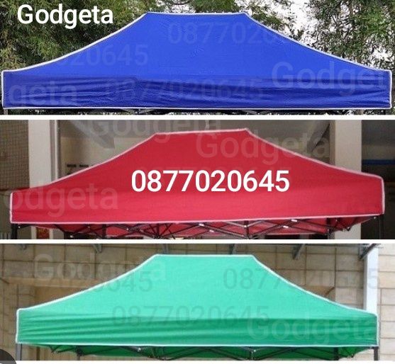 Шатри 3×3 3×4,5 3×6. Подсилена с непромокаемо покривало и страници.