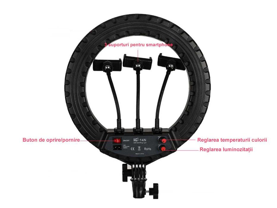 Ring Light LED Fotografie Lampa Circulara Ring Trepied
 210 cm