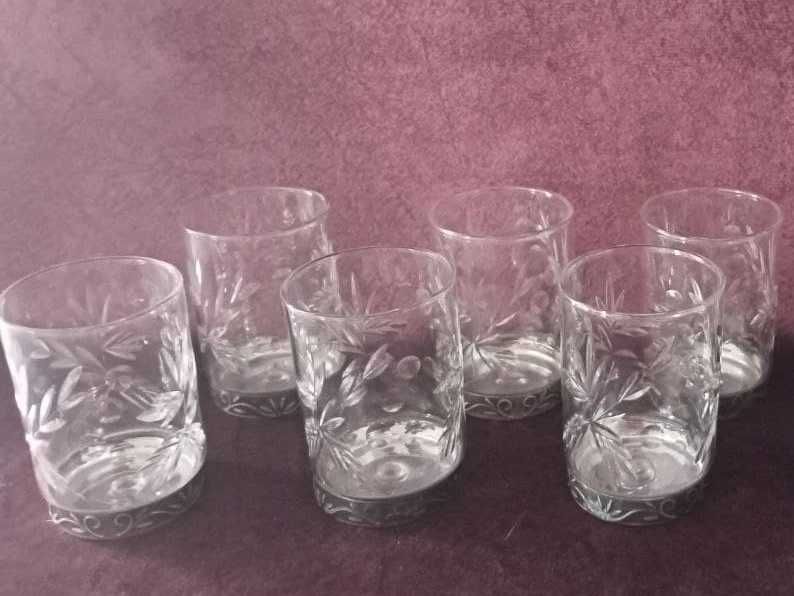 Комплект из 4 хрустальных рюмок на мельхиоровых ножках, Ленинград,СССР