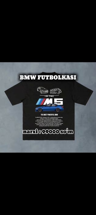 BMW tasviri tushirilgan futbolka
Kimlar uchun: o'g'il