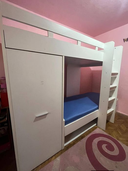 Pat etajat copii cu dulap si saltele inclus
