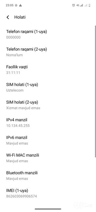 Vivo Y36 kafolat 3 oy