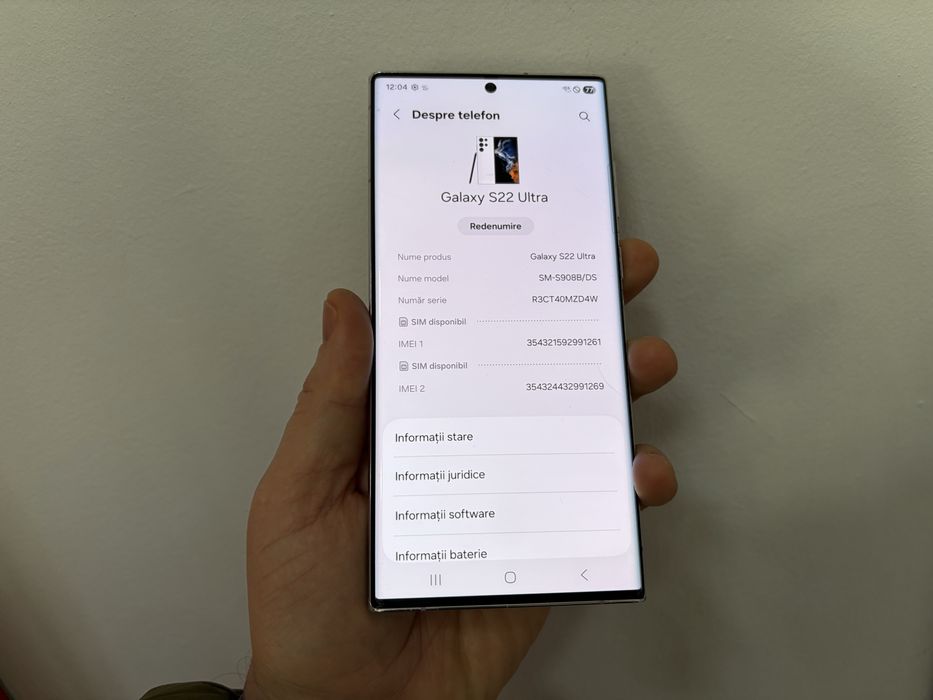 Samsung Galaxy S22 Ultra, 256 gb, 12 gb, 5G, White