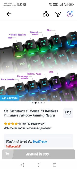 Vând tastatura mouse și căști gaming cu lumini