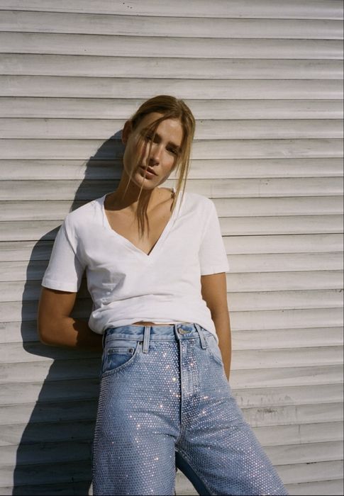 ZARA Rhinestone jeans дънки с камъни нови с етикет 34