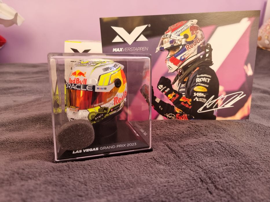 Max verstappen helmet Las Vegas gp 2023 1:4 f1 Signed photo card