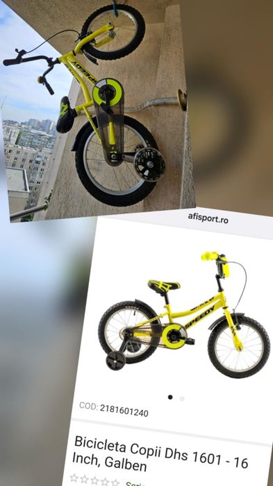 Bicicleta copii ca noua - 16 inch - cu roti ajutatoare