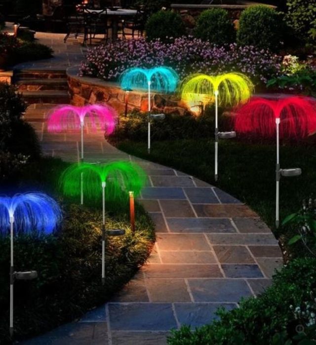 Set 2 x lampa solara tip Palmier RGB