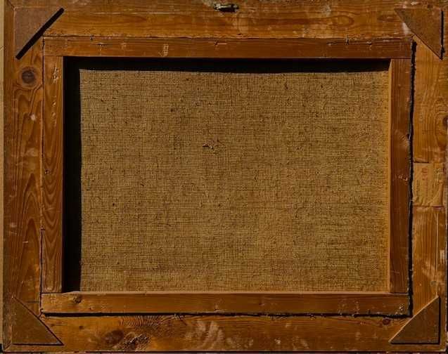 ”MESTECENI PE LAC” Tablou f VECHI, ulei/pz sac, mare 80x60cm+R, semnat