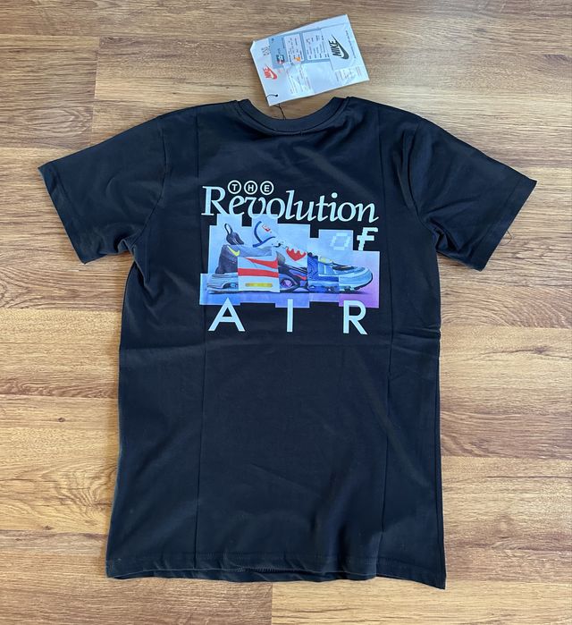 Мъжка,памучна,черна тениска Nike Air с голяма щампа на гърба