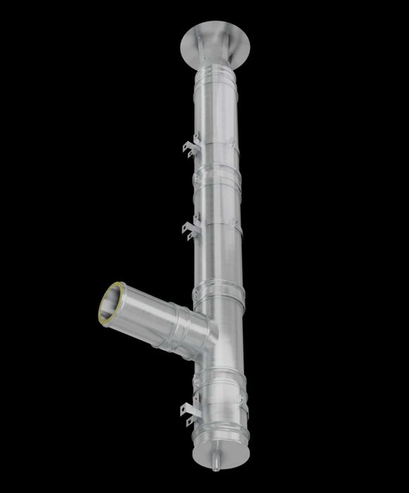 Coș de fum profesional inox dublu perete complet