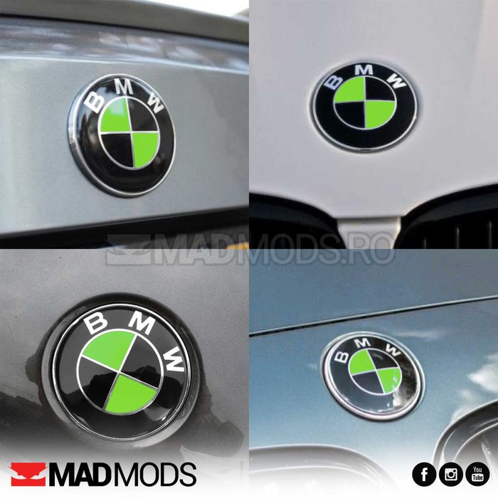 Set Stickere Embleme Negru cu Verde BMW Seria 1 2 3 4 5 6 7 8 X i M