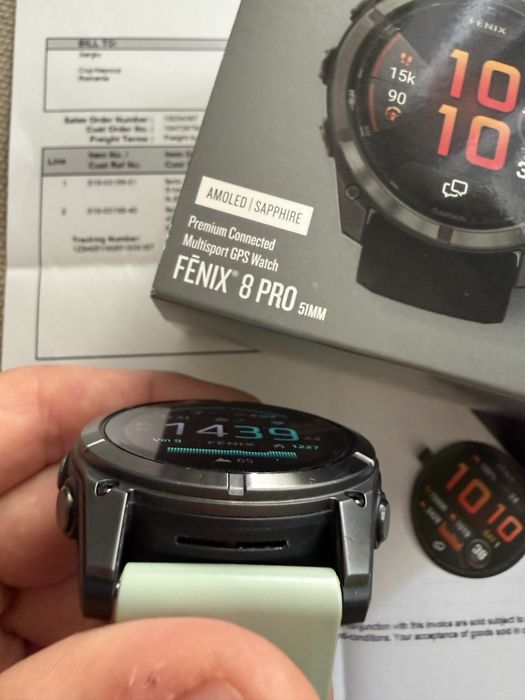 Garmin Fenix 8 Pro 51mm AMOLED Sapphire - Factură Garmin Oct. 2025 + Curea NOUA verde mentă