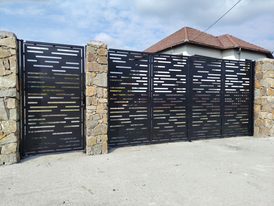 Porți, panouri gard, balustrade din tabla debitata cu plasma cnc