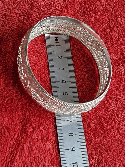 Уникална сребърна гривна филигран 37гр.-100годишна