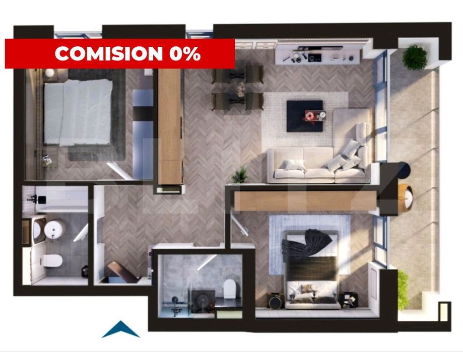 Comision 0 | Apartament de vanzare, cu 3 camere, 74 mp, zona Torontalu
