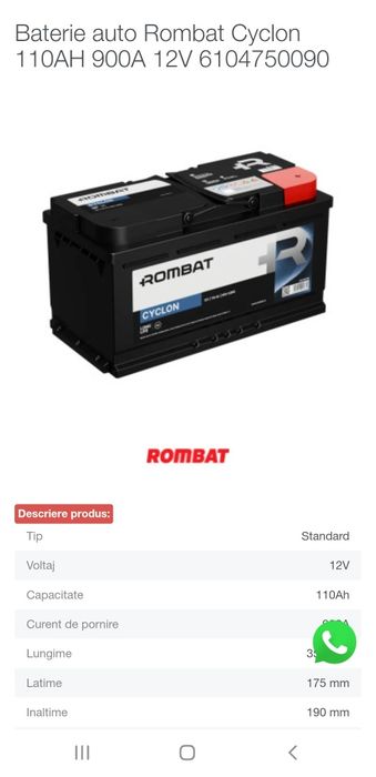Baterie rombat   110ah ,   Noua !