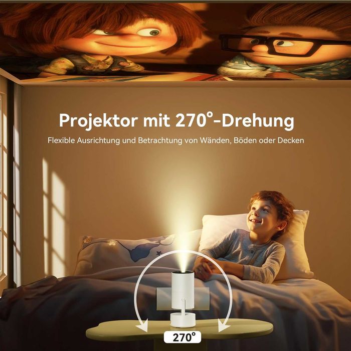 Videoproiector cu baterie, Android 11.0, WLAN6 si BT5.3, 1080P 4K