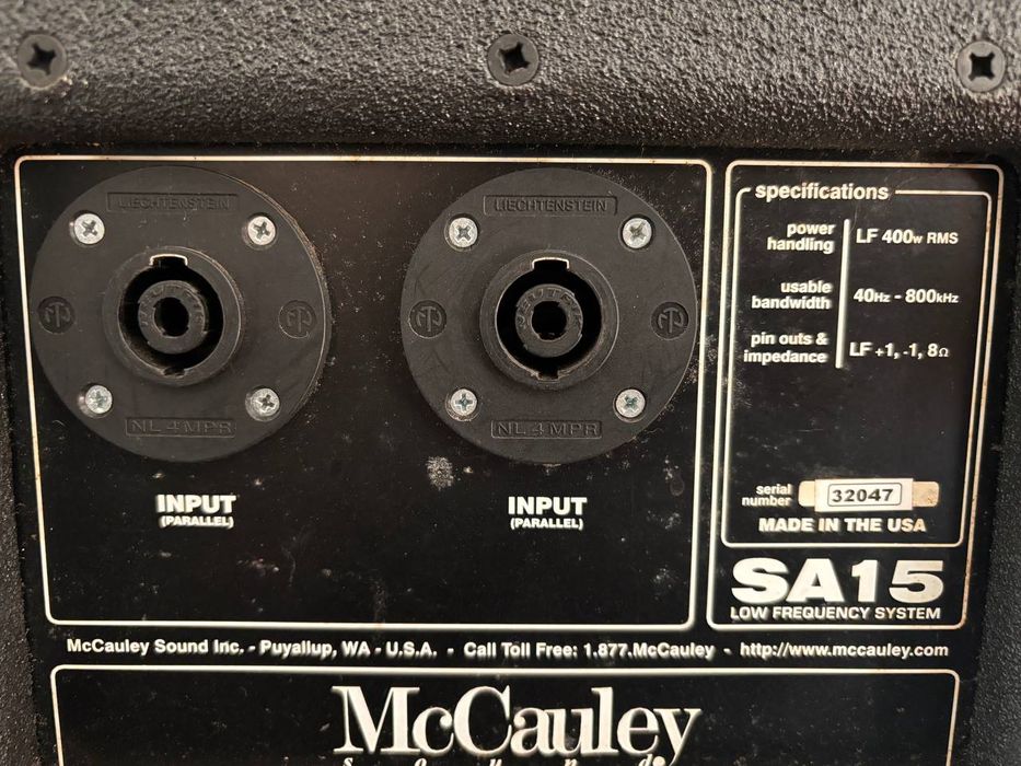 Boxe McCauley  USA - Coaxiale 1200 W RMS