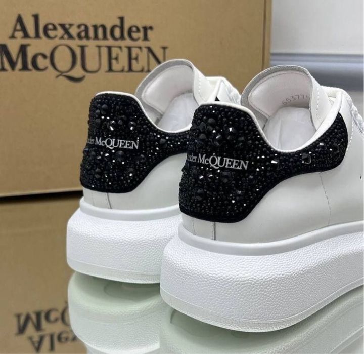 Adidasi Alexander Mcqueen cu cristale albi crystals piele