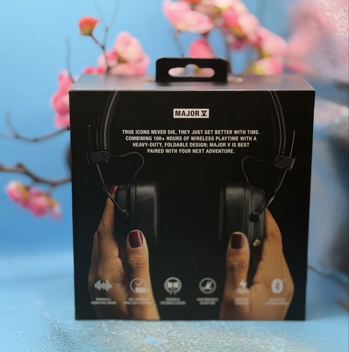НОВИ!!! Безжични слушалки Marshall Major V, Bluetooth, 100+ часа батерия, Wireless Charging, Black