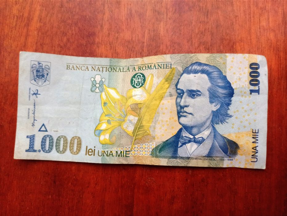 Bancnotă de 1000 lei Mihai Eminescu 1998 serie 009C