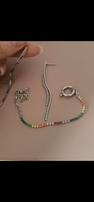 Set argint brățară și cercei