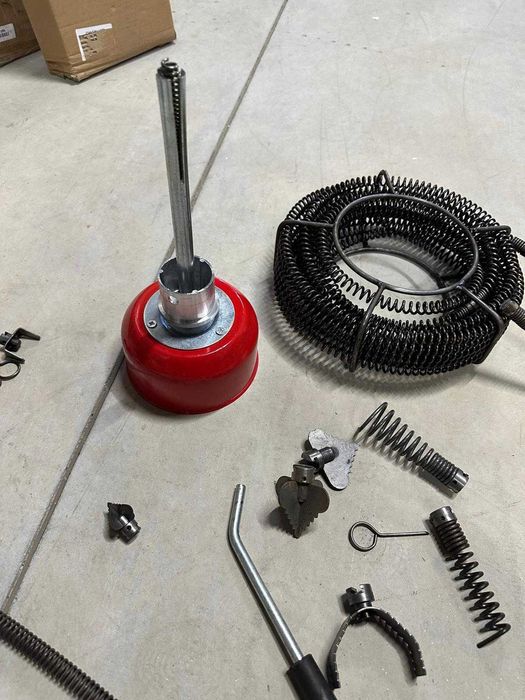 Mașină electrică Profesionala Anbull pentru desfundat țevi, 850 W, cu spirale de 14 m×22 mm, 14,5 m×16 mm și 5m ×10 mm