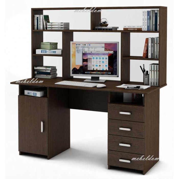 Бюро 143см. с надстройка,плавна врата и 4 чекмеджета(код-1192)