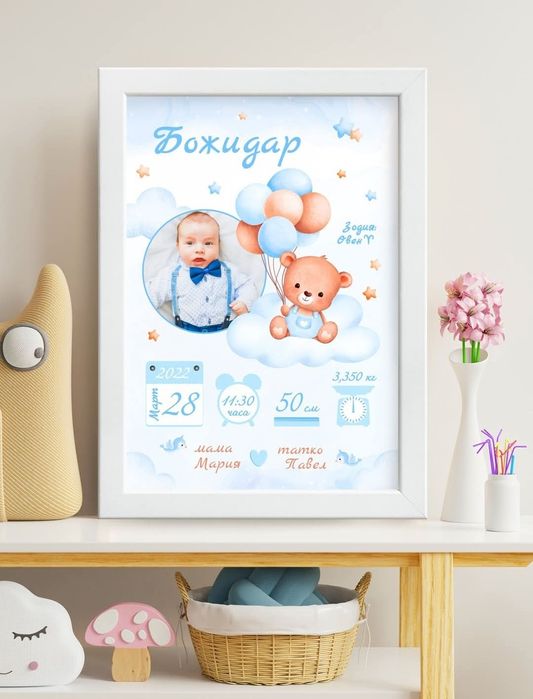 Бебешки визитки в рамка