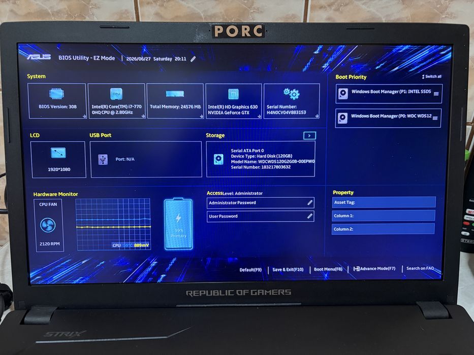 ASUS ROG GL753V Gaming | i7-7700HQ | 24GB RAM | SSD 360GB | GTX 1050 | 17.3” FHD
