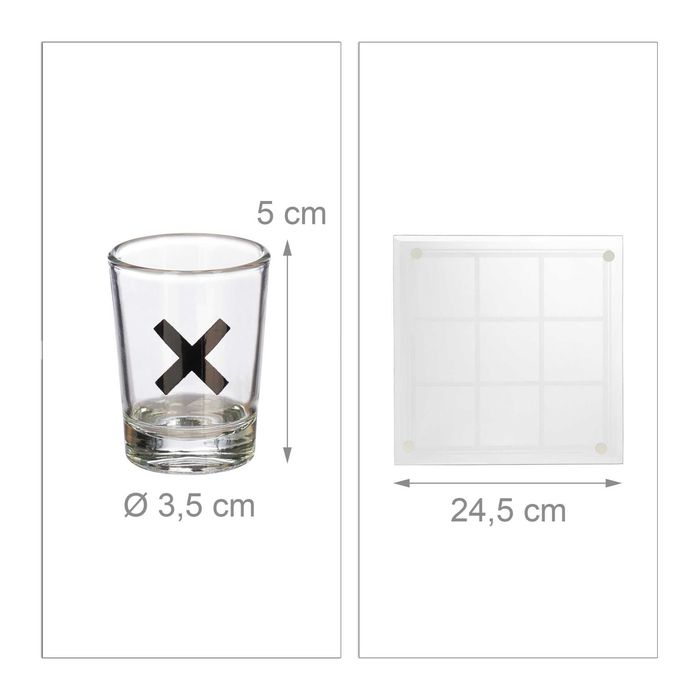 Joc de baut tip X si 0, include 9 pahare shot si suport sticla