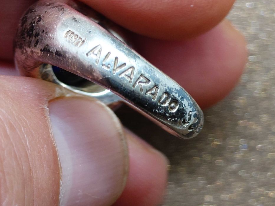 Inel designer ALVARADO – argint 925 cu sferă de sticlă albastră