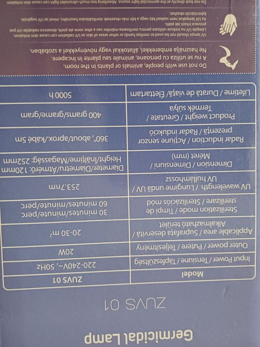 Lampă Germicida nouă UV, ZASS