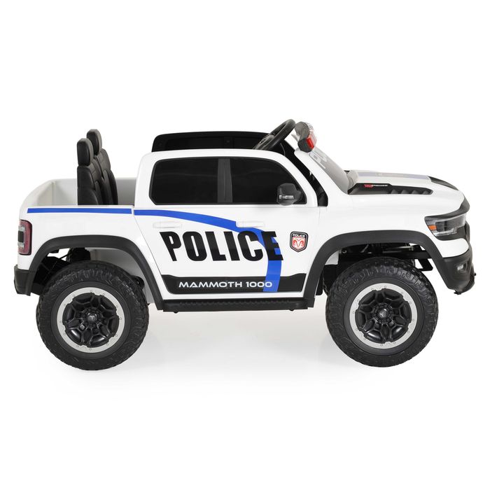 ТОП ЦЕНАНОВО!Акумулаторен джип RAM POLICE WHITE с 12V батерия,EVA гуми,сигнални светлини,USB,дистанционно