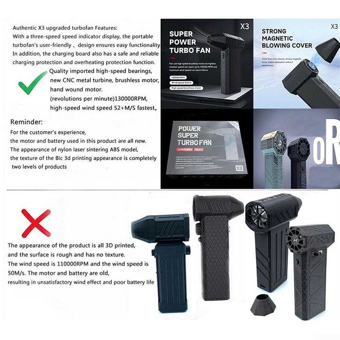 Suflanta Aer Comprimat Portabila X3 Turbo Jet Fan 130000RPM