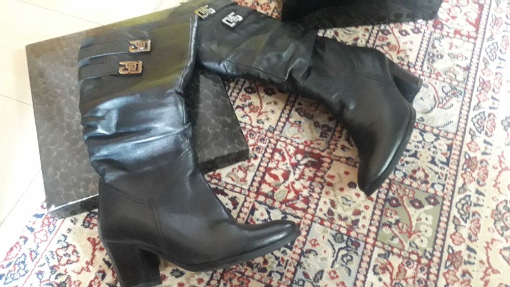 Зимние кожа мех  сапоги